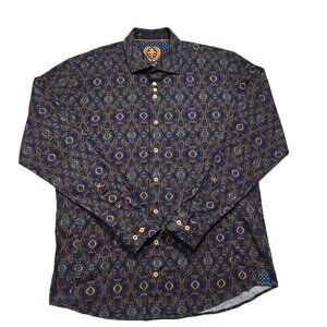 Au Noir Shirt Mens Medium Paisley Retro Button Up‎ Mystique Long Sleeve Stretch